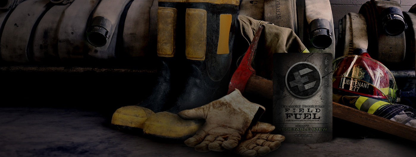 Packed MRE menu and Firefighter gears
