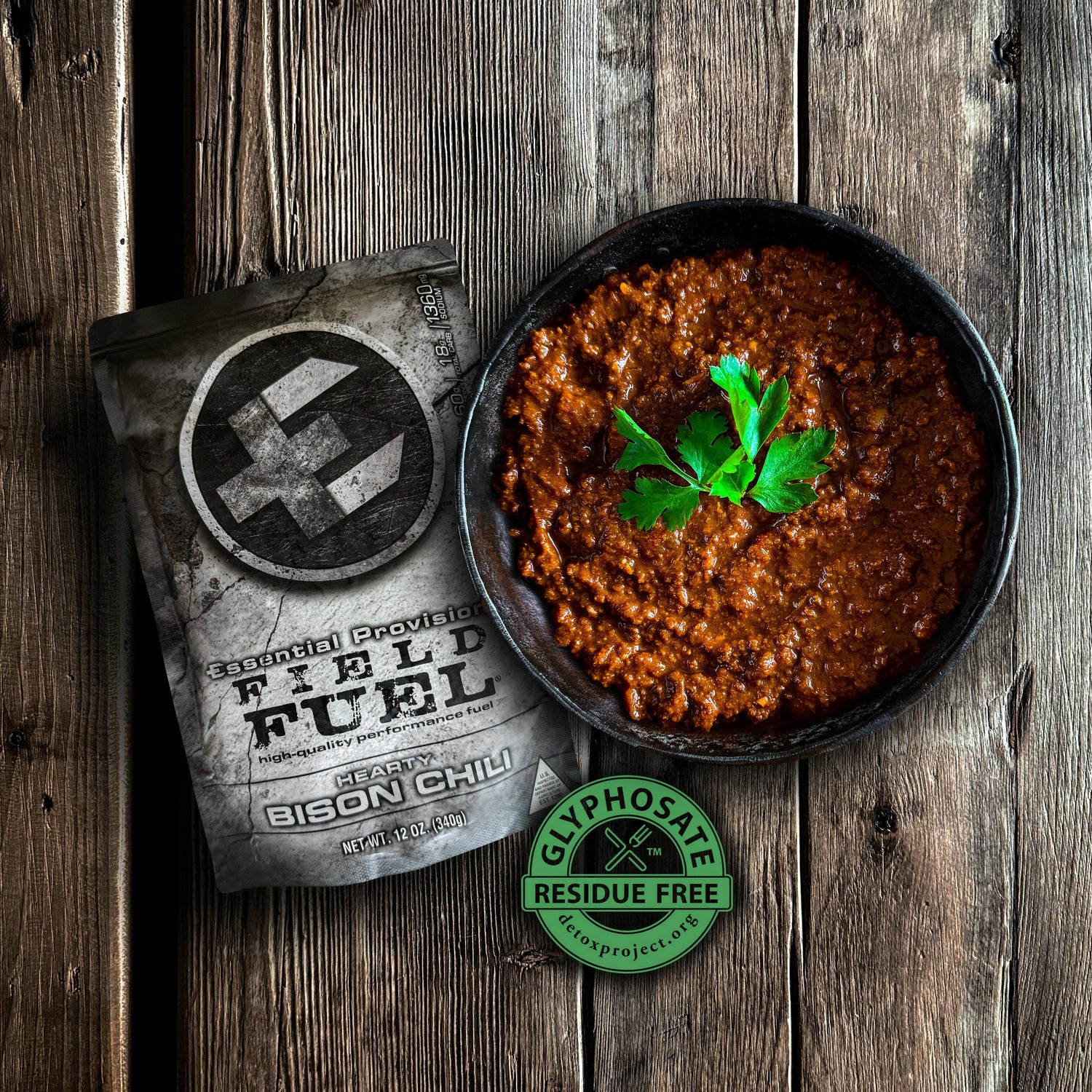 Magnified area of 'Meal Ready-to-Eat - Bison Chili' image'